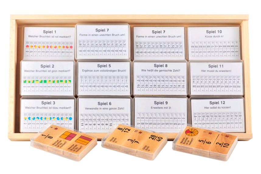 Bruchrechenspiele aus Holz
