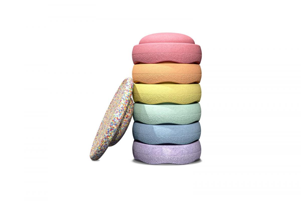 Stapelstein: Rainbow Pastell Set 6+1